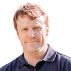 Man in blue polo shirt